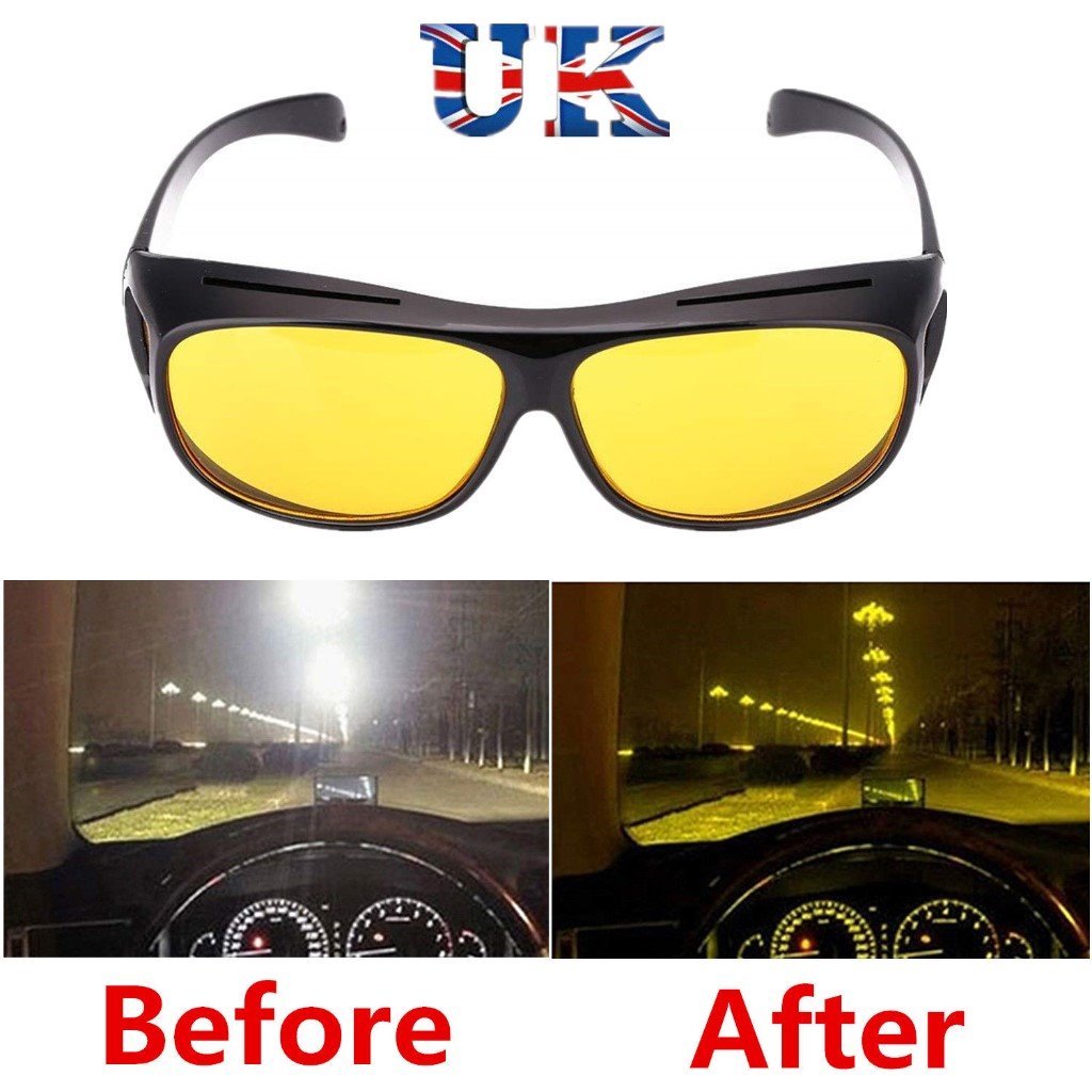BRAND NEW UNISEX NIGHT VISION DRIVING SUNGLASSES OVER NORMAL GLASSES