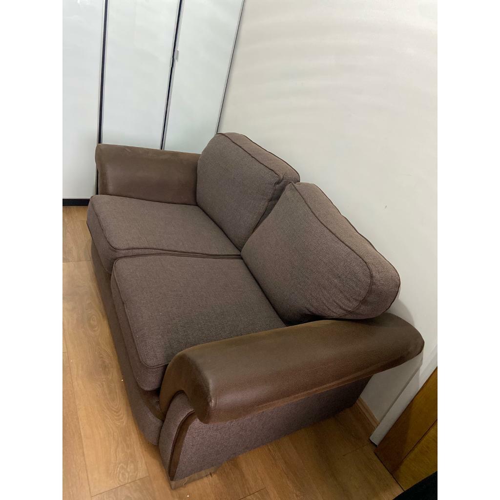 COMFY SCS 2 SEATER SOFA 1/2 LEATHER 1/2 CLOTH UPHOLSTERED COMFORTABLE 2 SEAT SOFA in Leicester