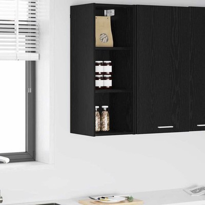 vidaXL Hanging Cabinet Black Oak 30 x 29,5 x 80 cm Engineered Wood