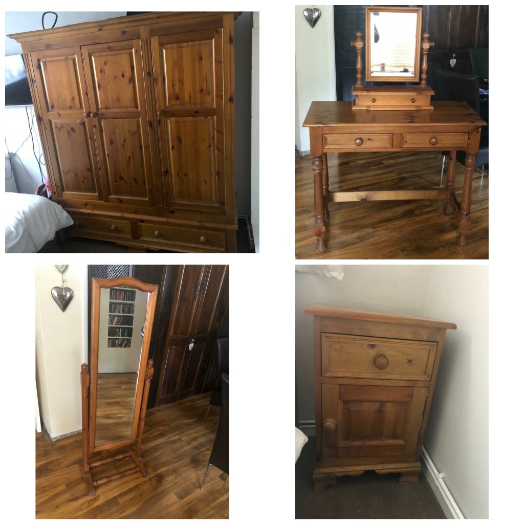 Antique pine handmade bedroom furniture set in Wallington, London