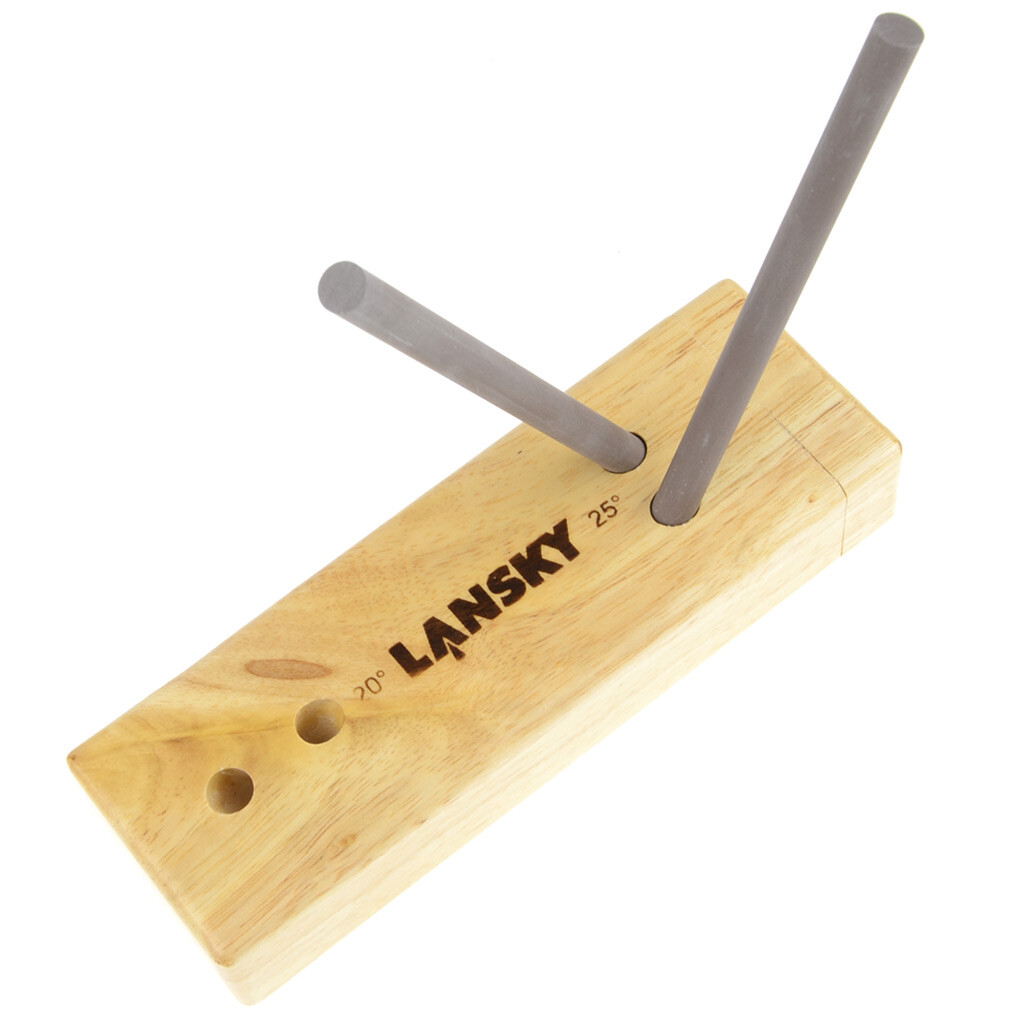 Lansky Deluxe Crock Stick Knife Sharpener 4 Ceramic Rods + Wooden Box