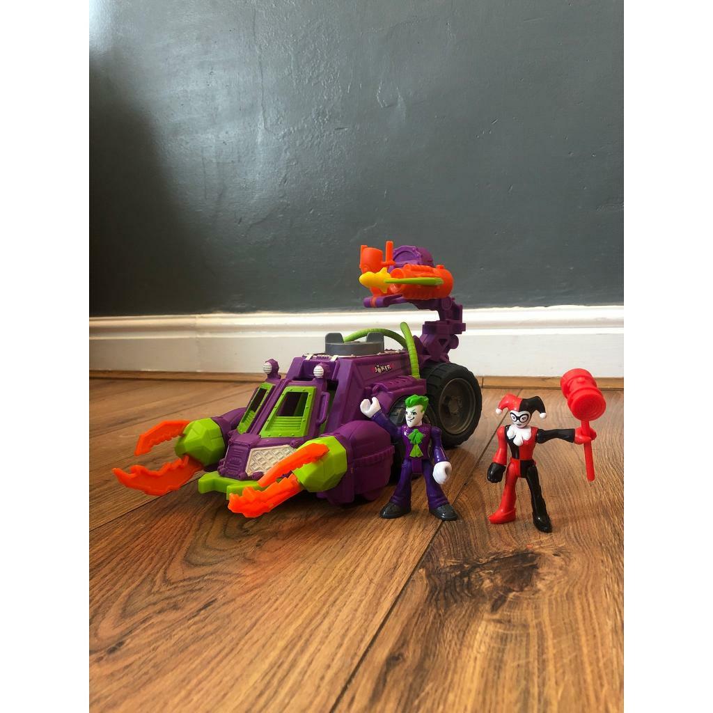 imaginext dc super friends the joker & harley quinn battle vehicle