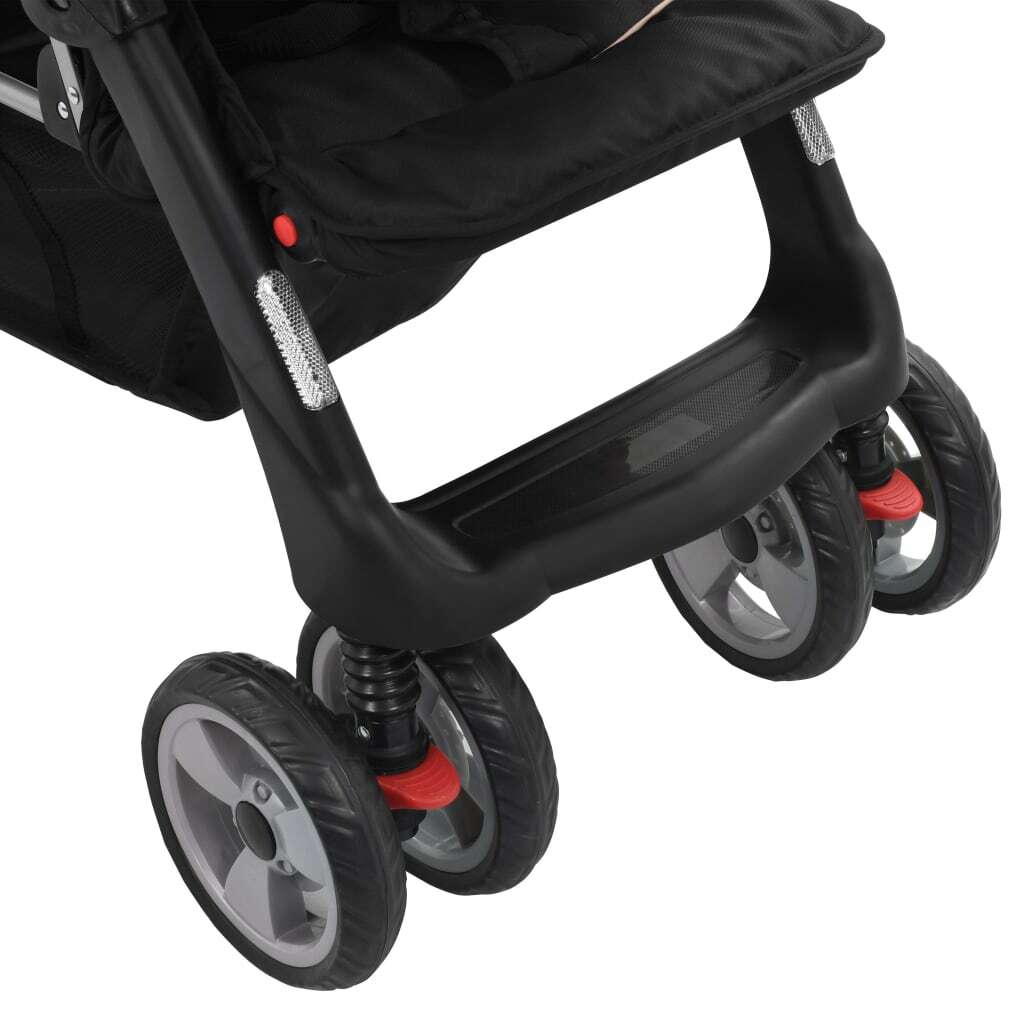 Vidaxl Poussette Tandem Taupe Et Noir Acier Bebe Enfant Voyage Landau Voiture Ebay