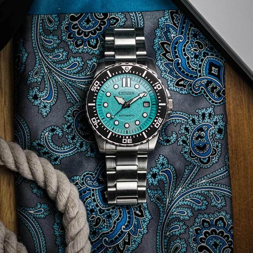 Pre-owned Citizen Nj0170-83x Turquoise Blue Urban Mechanical Automatic Box & Warranty