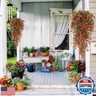 RECUTMS 2Pcs Fake Fall Plastic Outdoor Flowers Artificial Fall Hanging Plants Faux Greenery Vine Plant for Indoor Room Front Door Garden Porch Patio Wedding Party Decorations (Autumn Red)