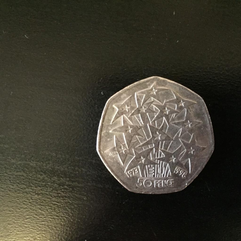 Rare 50p coin 1998 EU 12stars fireworks pattern in Mile End, London
