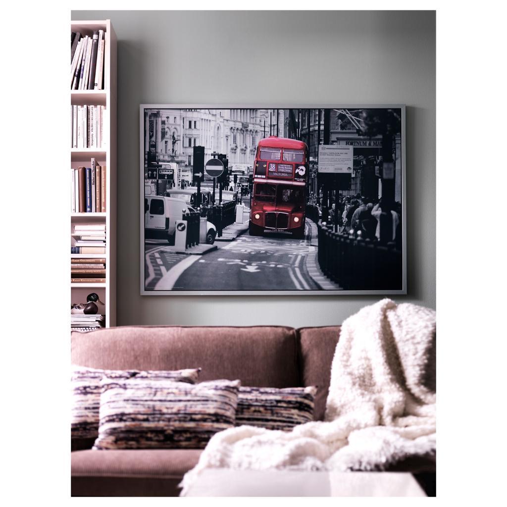 Very large frame london bus from Ikea Black and white red wall picture
