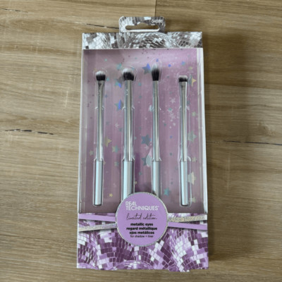 Real Techniques Metallic Eyes Makeup Brush Set 4 Piece New In Package