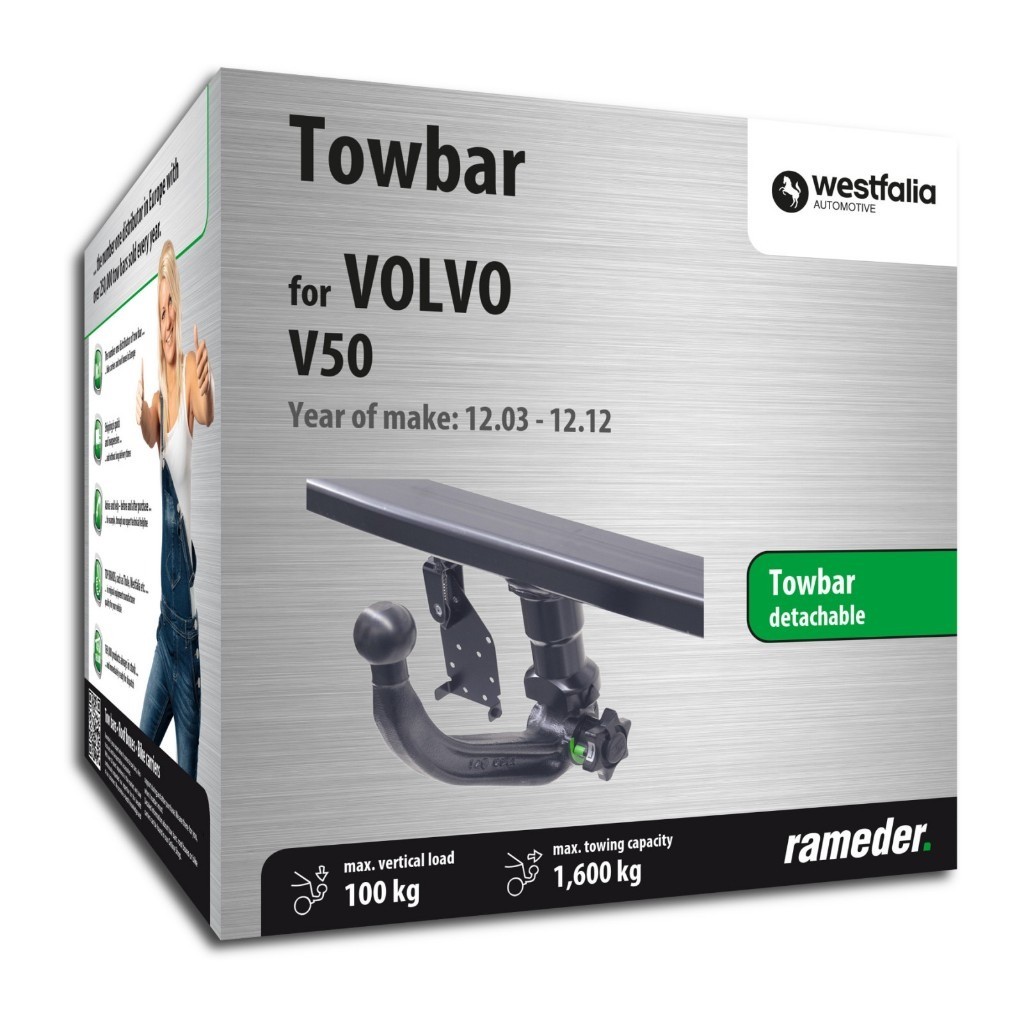 Volvo V50 / S40 Westfalia Tow Bar Towbar DETACHABLE with wiring harness