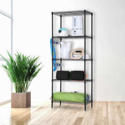 Wire Shelving 5 Tier Metal Storage Rack Shelf 5 Shelf Shelves Unit Kitchen USED