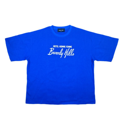 Homme + Femme Hotel Homme Femme Beverly Hills Blue & White Crew Neck Tee Size 2X