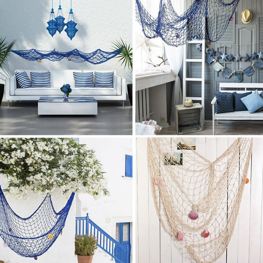 Fishing Net Sea Shell Starfish Nautical Ocean Theme Hanging Home