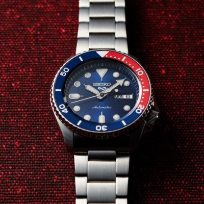Pre-owned Seiko 5 Sports Srpd53k1 Automatic Pepsi Blue 24 Jewels Analog Men's Watch Srpd53