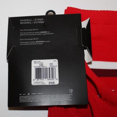Nike Vapor Stirrup BASEBALL Socks ADULT Unisex Red White Team Red Dri-Fit *5M