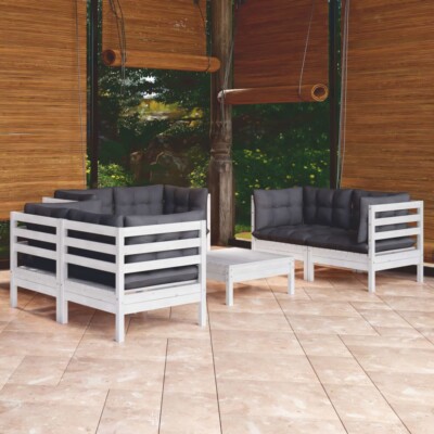 vidaXL 7 Piece Garden Lounge Set with Cushions Solid Pinewood