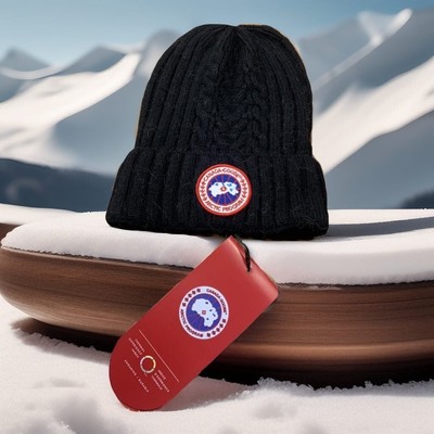 Canada Goose Cable Knit Beanie- Unisex Winter Hat Black