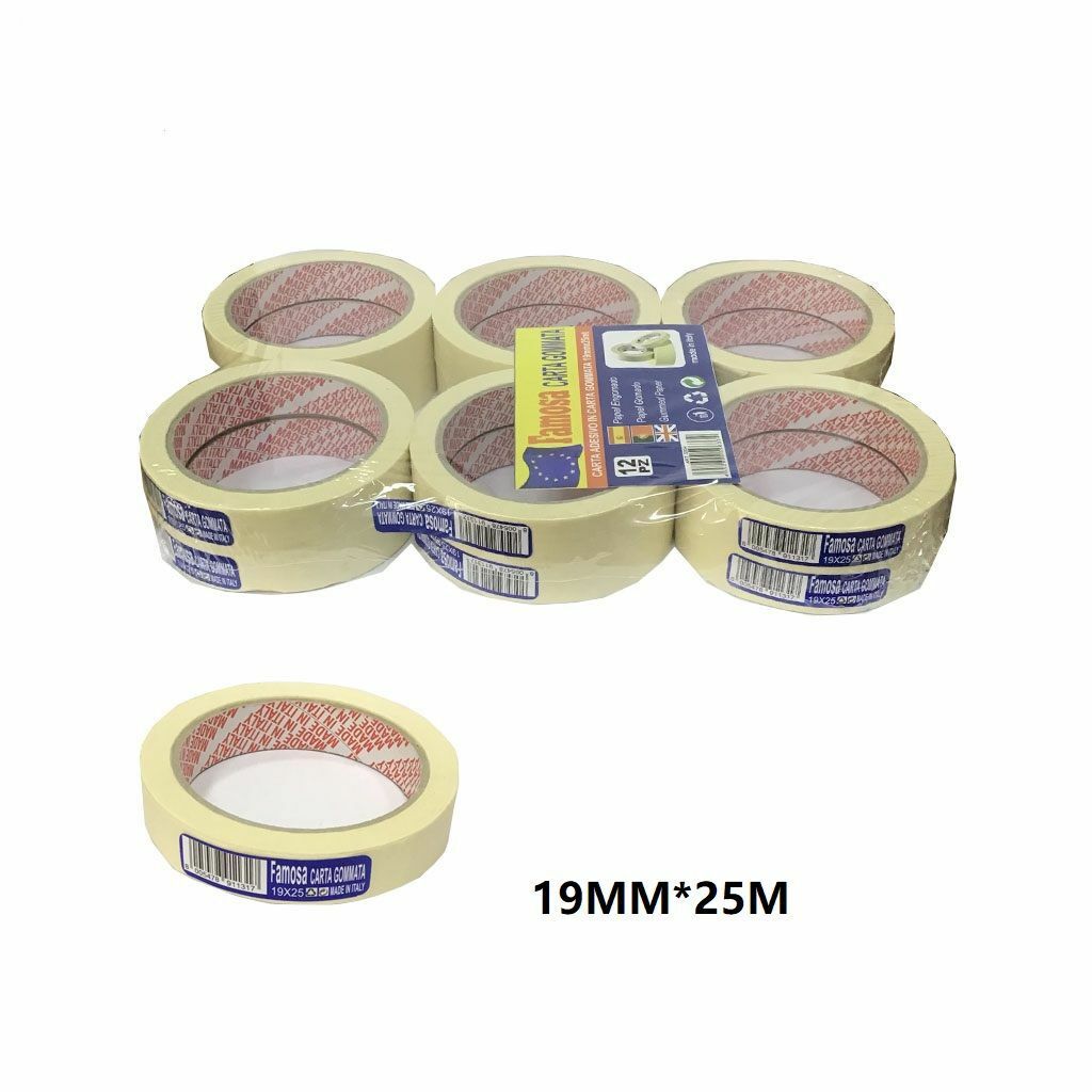 Set 12 Pz Rotolo Carta Gommata Nastro Carrozziere Pittura Misura 19mmx25mt hmj