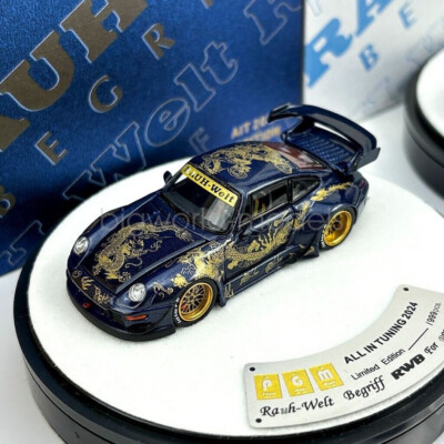 PGM 1:64 Scale Navy Blue Dragon RWB 993 Classic Sports Model Diecast Metal Car