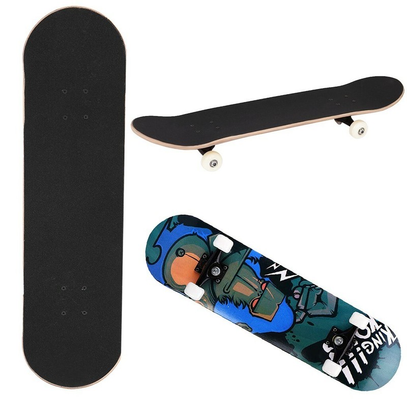 31''x 8'' Complete Trick Skateboard Double Kick Deck Concave W/ Chimpanzee Pic