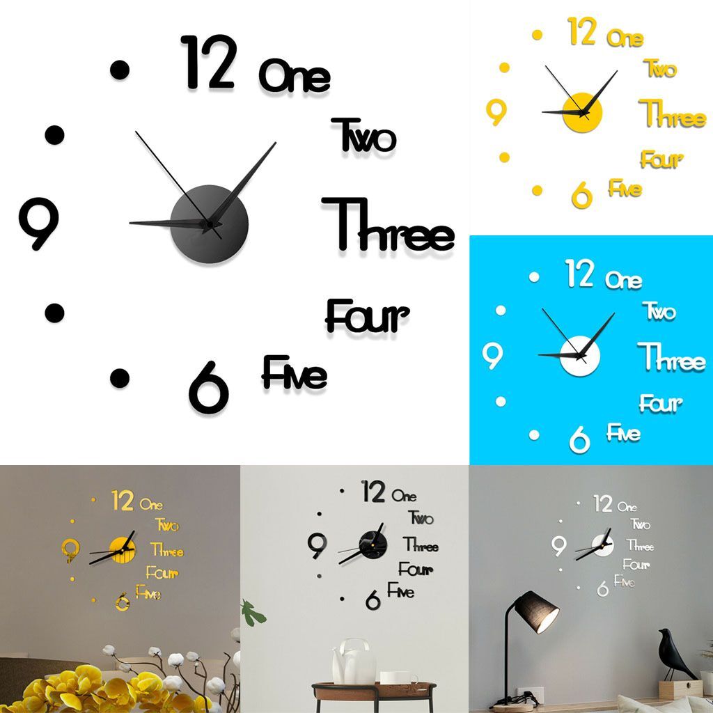NEW Modern Large Wall Clock 3D Mirror Sticker Unique Big Number Watch DIY Decor
