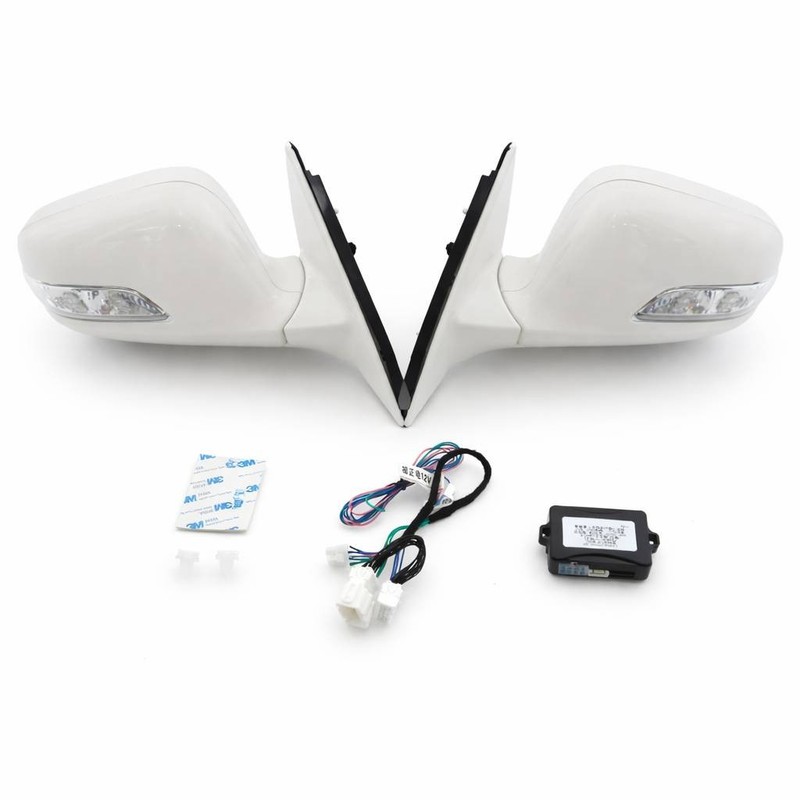 White Auto Power Folding Mirrors With wiring for HONDA ACCORD 08
