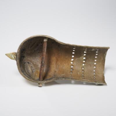 Antique 18th C Indian Brass Filigree Beast Snake Pata Sword Handle Gauntlet 9.5"