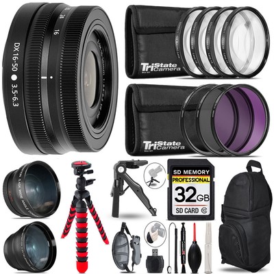 Nikon Z DX 16-50mm VR Lens - 3 Lens Kit + Tripod + Backpack - 32GB Kit