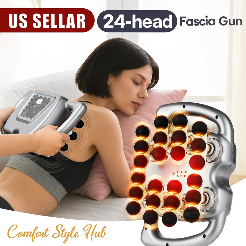 24-Head Fascia Gun 99 Levels Strength High-Frequency Vibration Body Massage Gun