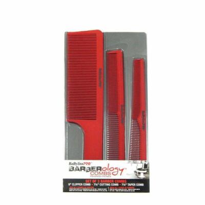 BaByliss PRO Barberology Comb Set 3 Pieces Red Cimpper Cutting Taper -NEW