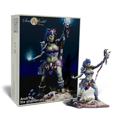 SCF-017 ARUH'KA The Shaman Orc 75mm Figure by Scale75 - Unpainted Model