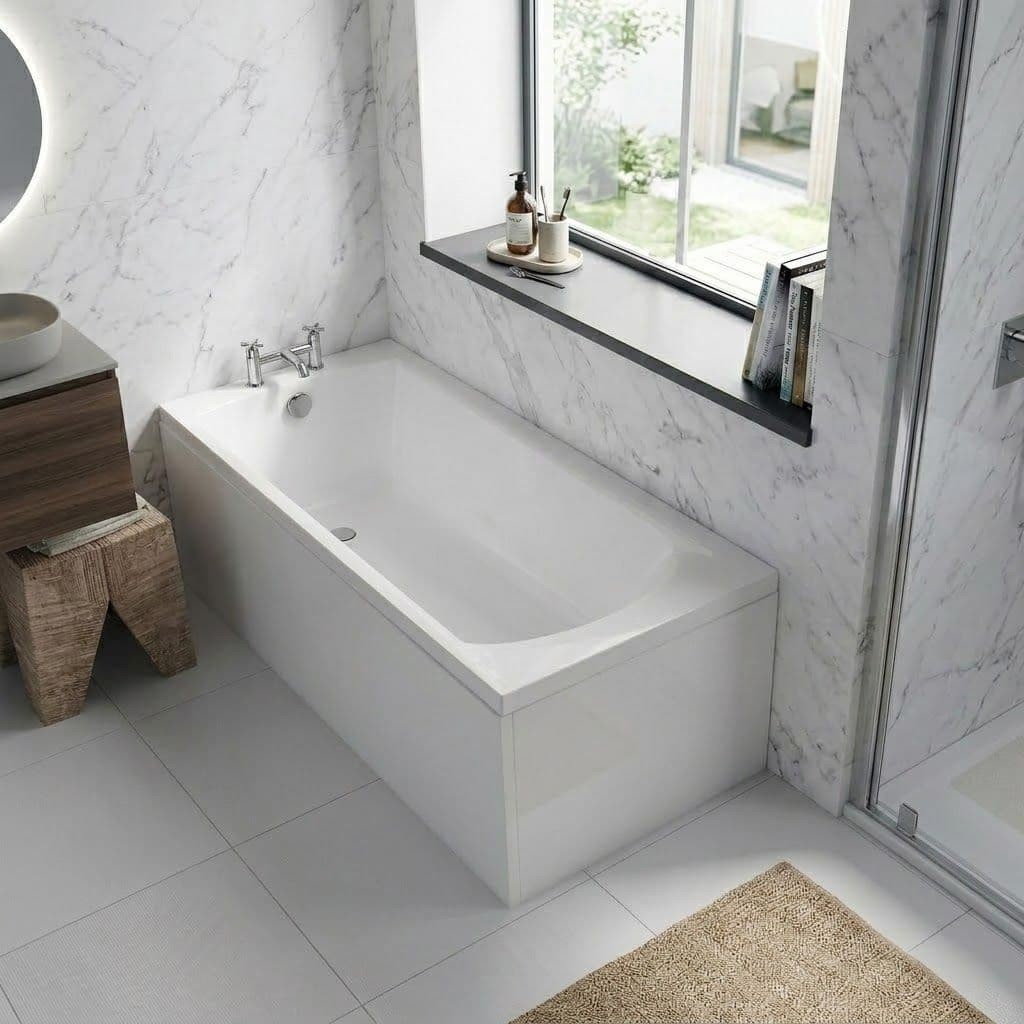 Eastbrook Sigma 1800 23.4041A 1800x800mm 5mm White Acrylic Bath No Tap Holes