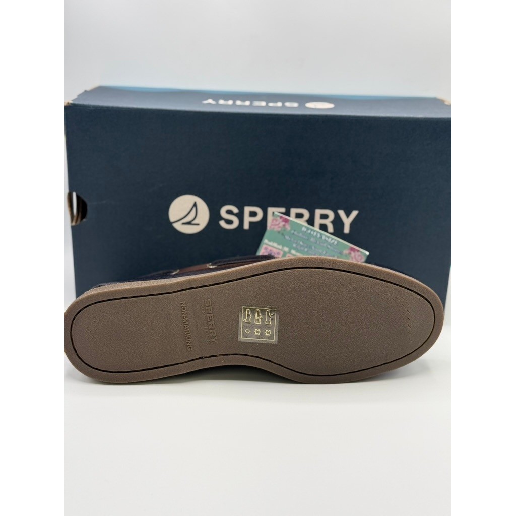 Sperry Top-Sider AO 2-Eye Boat Shoes Navy White Brown Leather NWT Sz 10 - Picture 4 of 10