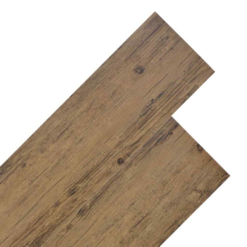 Planches De Plancher Pvc Non Auto-AdhÃÂ©Sif 5,26 MÃÂ² Marron Noyer
