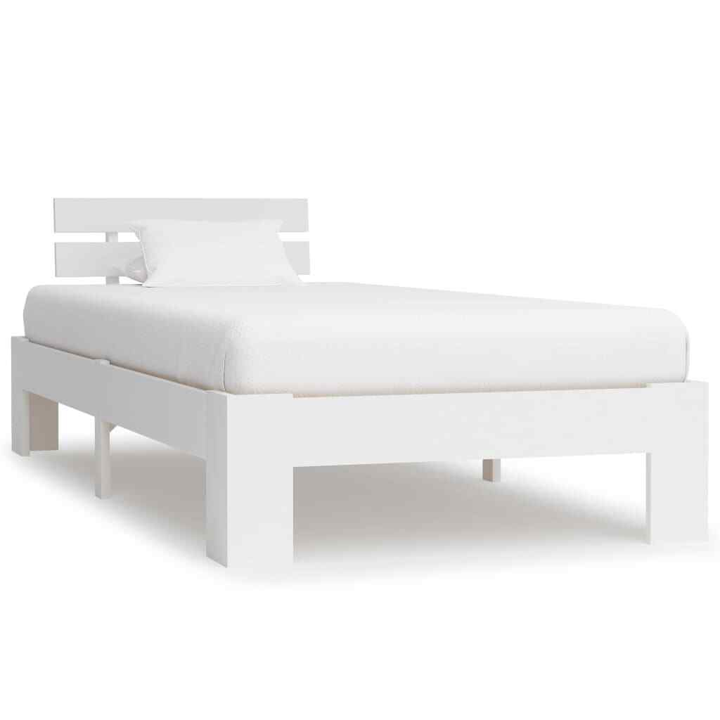 vidaXL Kiefer Massiv Bettgestell Weiß 100x200cm Holz Bett Futonbett Einzelbett