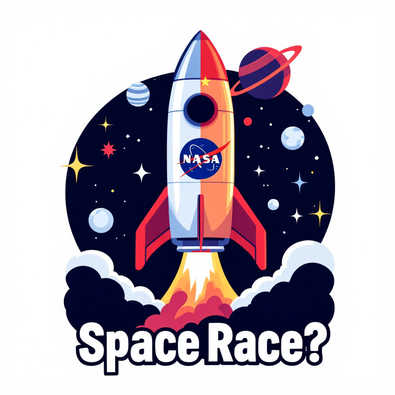 NASA vs China Space Race Future Exploration Pin Button 2.25"