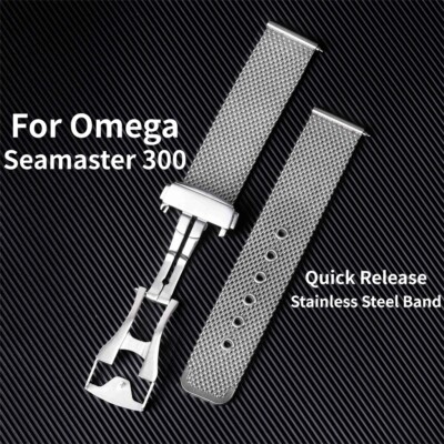 20mm Mesh Steel Strap For Omega Seamaster Diver 300m Watch Matel Band 22mm