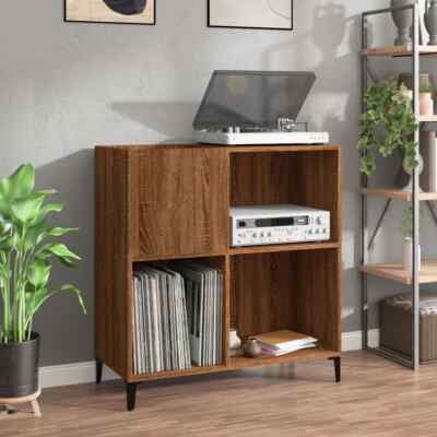 Gecheer Record Player Cabinet  Record Storage Unit Wooden TV Media O8K0