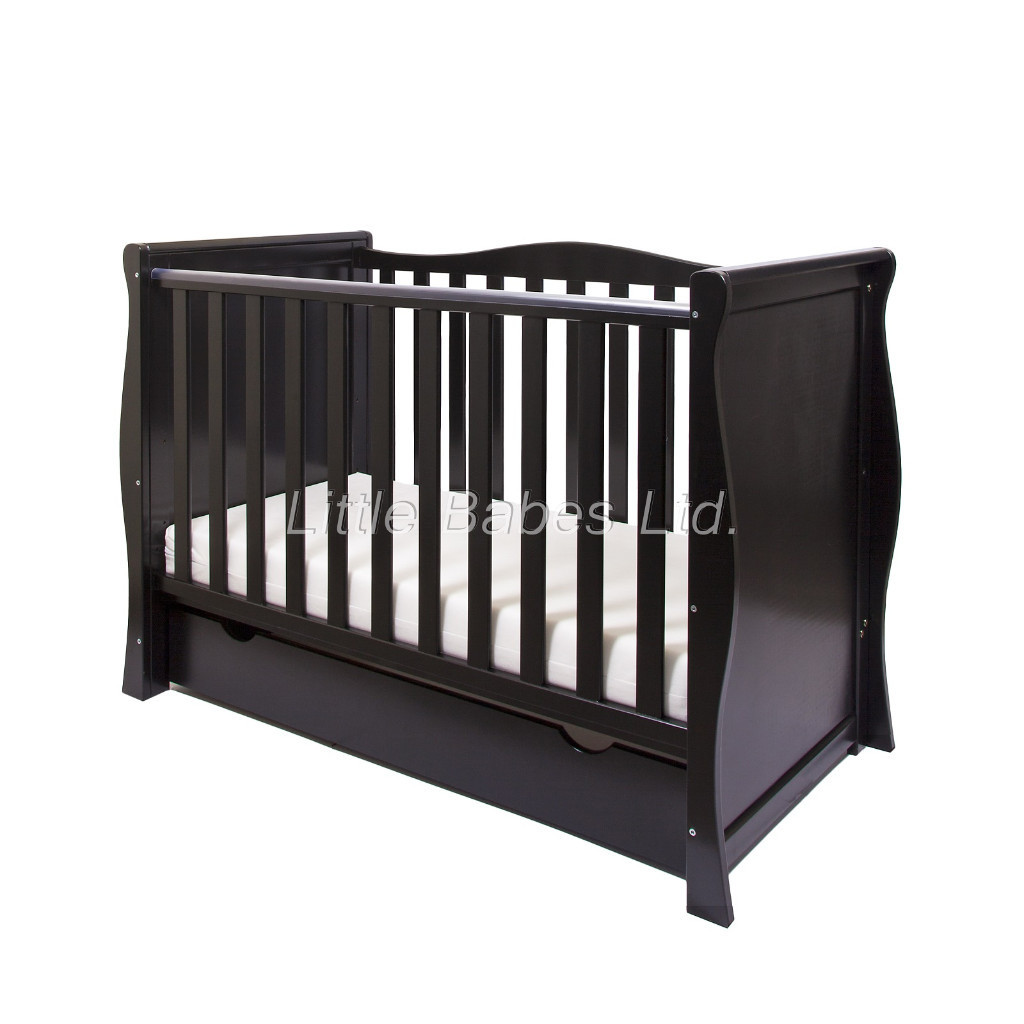 Black, 3 in 1 Sleigh Cot/Junior Bed/Sofa Bed in box with mattress in