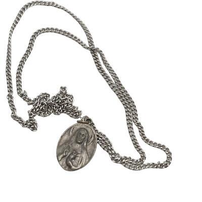 Vintage Religious Medallion Pendant Necklace Jesus