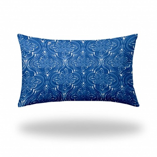 Поясничная подушка Ikat для внутреннего и Наружного применения размером 16 X 26 См в сине-Белом чехле