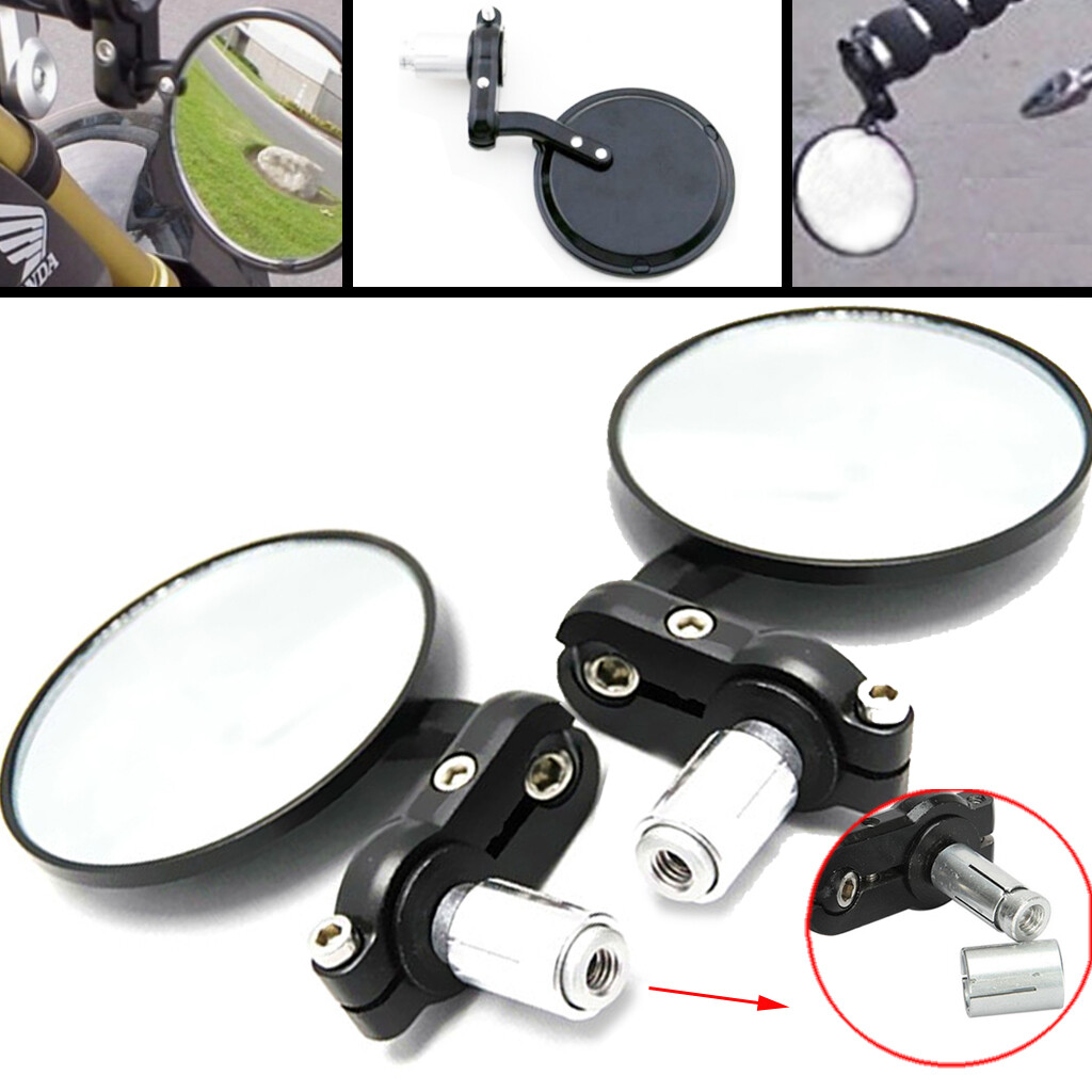Black ALUMINUM Motorcycle SIDE MIRRORS for 7/8" Handle Bar End CAFE RACER BOBBER
