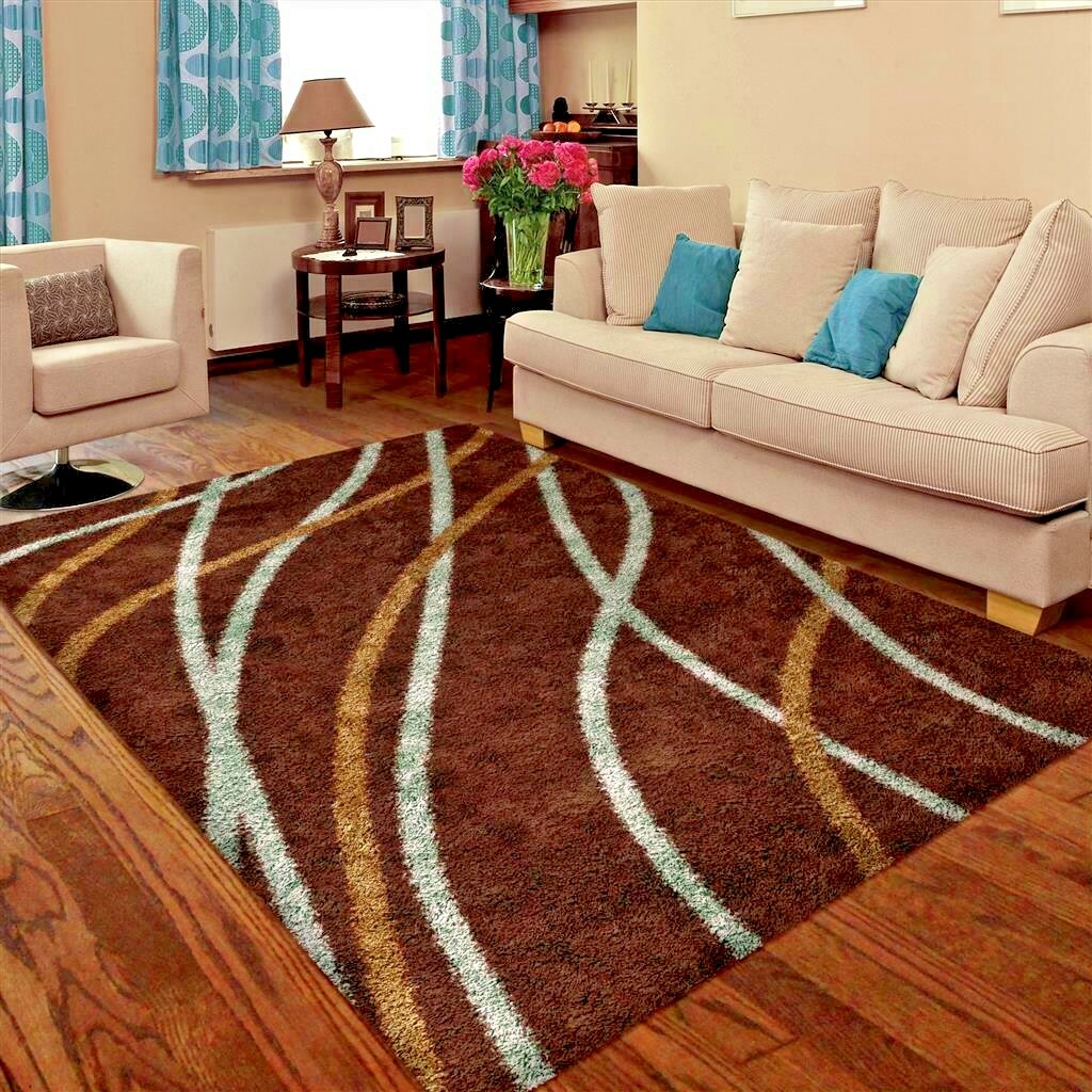 RUGS AREA RUGS SHAG RUG CARPET 5x7 BROWN LIVING ROOM MODERN LARGE FLOOR