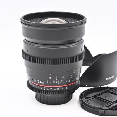 Samyang 24mm T1.5 ED AS IF UMC Lens + Hood for Nikon F Mount   MUST SEE! (4820)