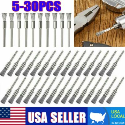 5-30pc Wire Wheel Brushes Stainless Steel Die Drinder Dremel Rotary Tool Set pen