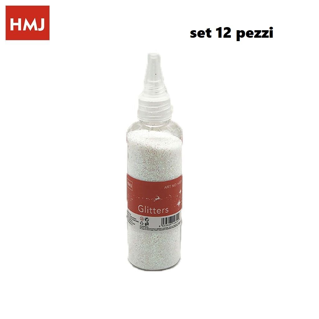 Set 12 Brillantini Glitter Bianco Decorazione Porporina Lavoretti Unghie 50g hmj