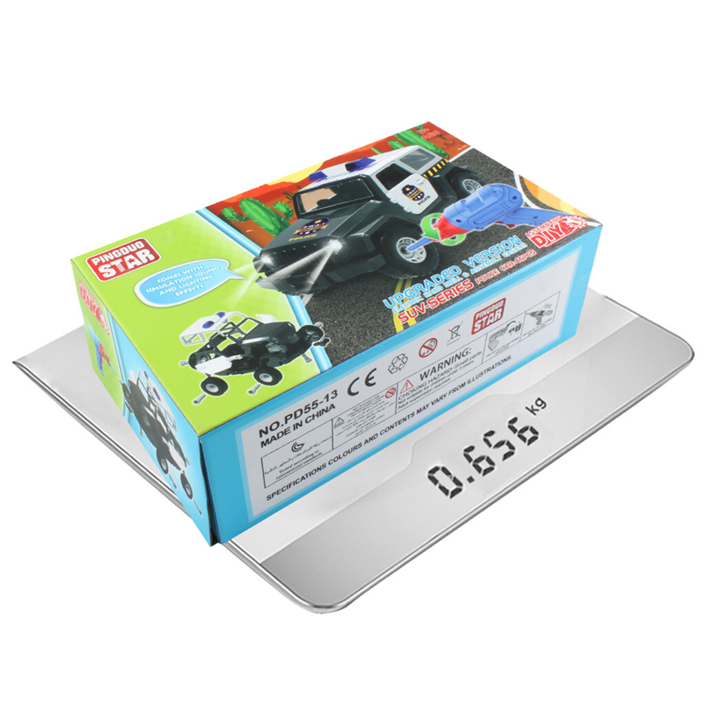 DIY Assembled Police Car Off-road Truck With Alarm Sounds LED Lights Kids Toys