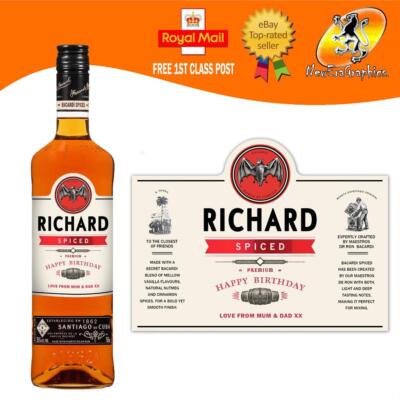 PERSONALISED SPICED RUM BOTTLE LABEL BIRTHDAY ANY OCCASION GIFT