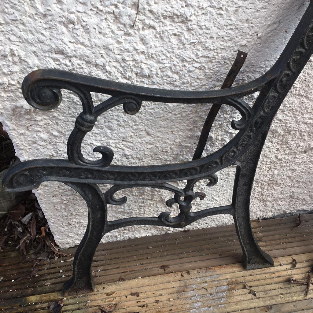 A PAIR OF CAST IRON GARDEN BENCH ENDS MAKE SUPER BENCH