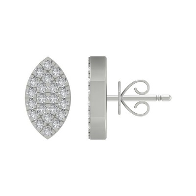 14k White Gold Round Lab Grown Diamond Composite Stud Earrings Gift For Women