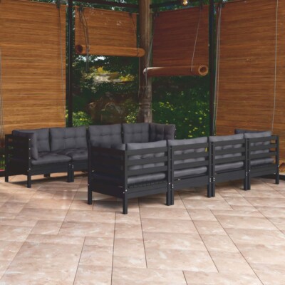 vidaXL 9 Piece Garden Lounge Set with Cushions Solid Pinewood